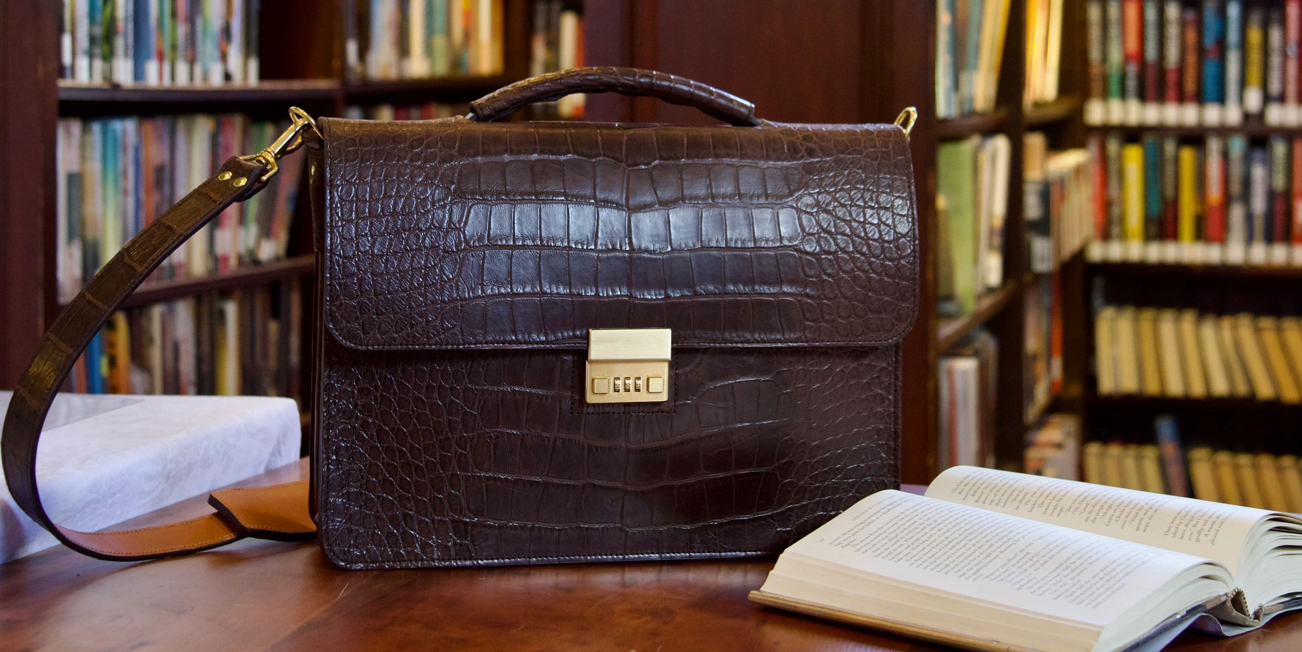 Mens top alligator bag