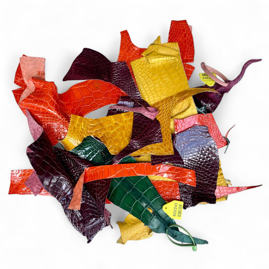 1 lb Mixed American Alligator Leather Scraps – Assorted Colors & Sizes