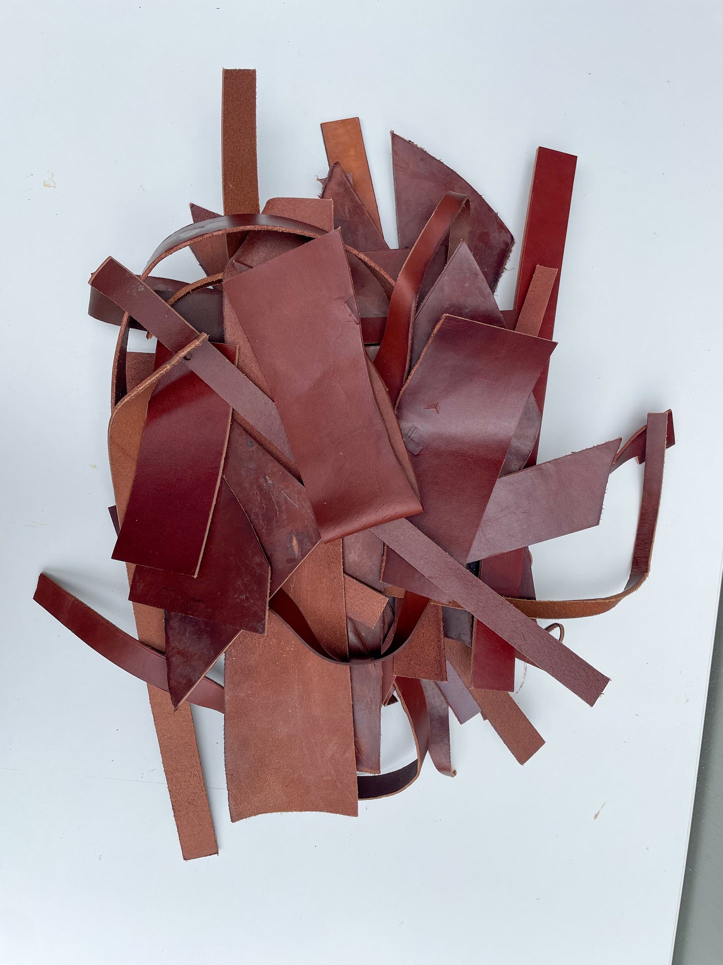 3 lbs of Scrap Leather - Medium Brown