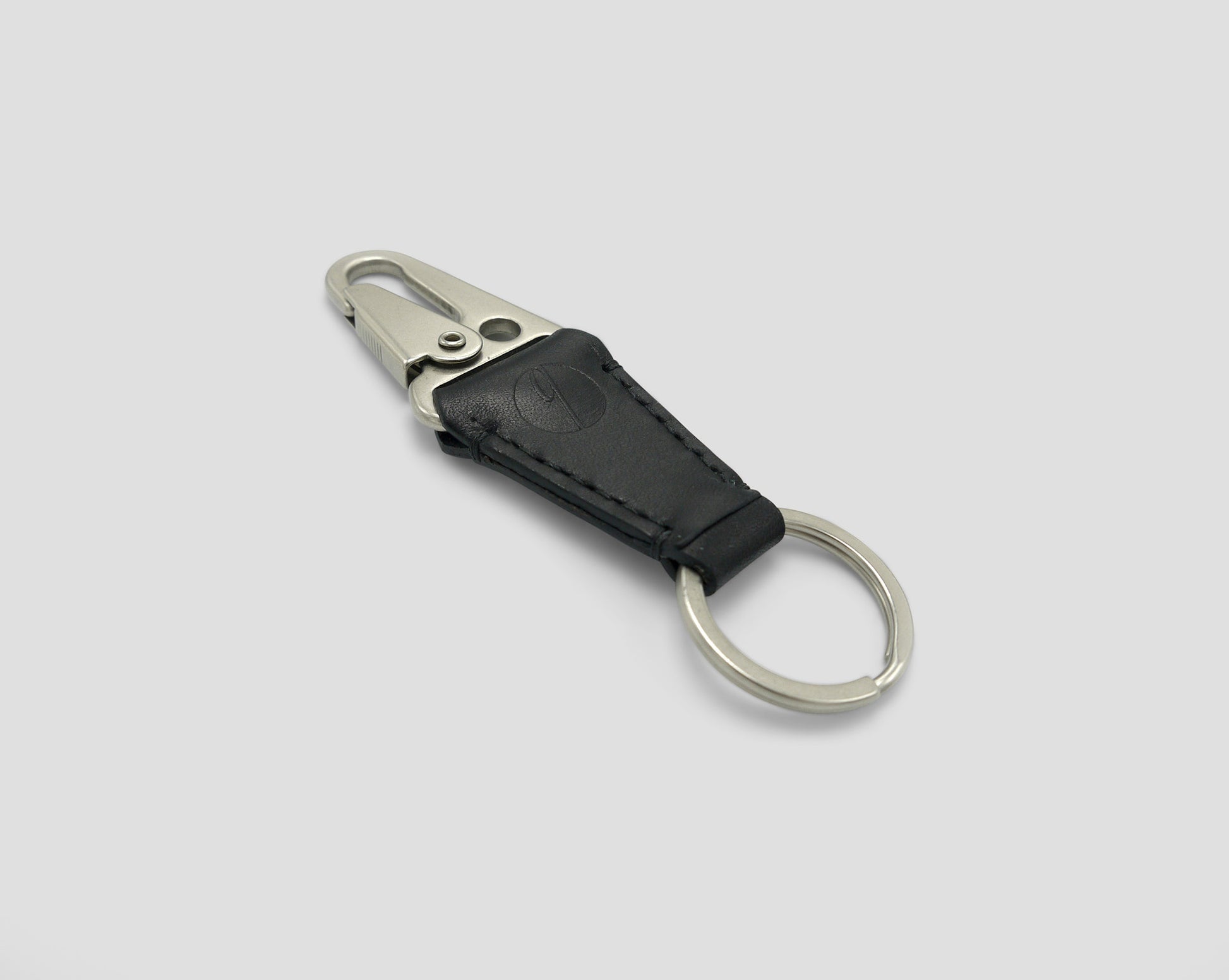 Black Full-Grain Leather Keychain