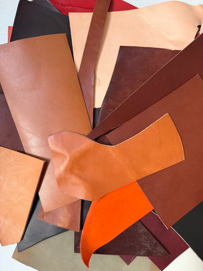 2 lbs of Scrap Leather - Mixed Colors