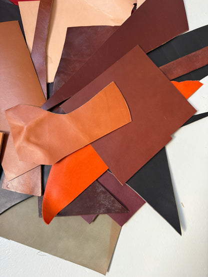 2 lbs of Scrap Leather - Mixed Colors