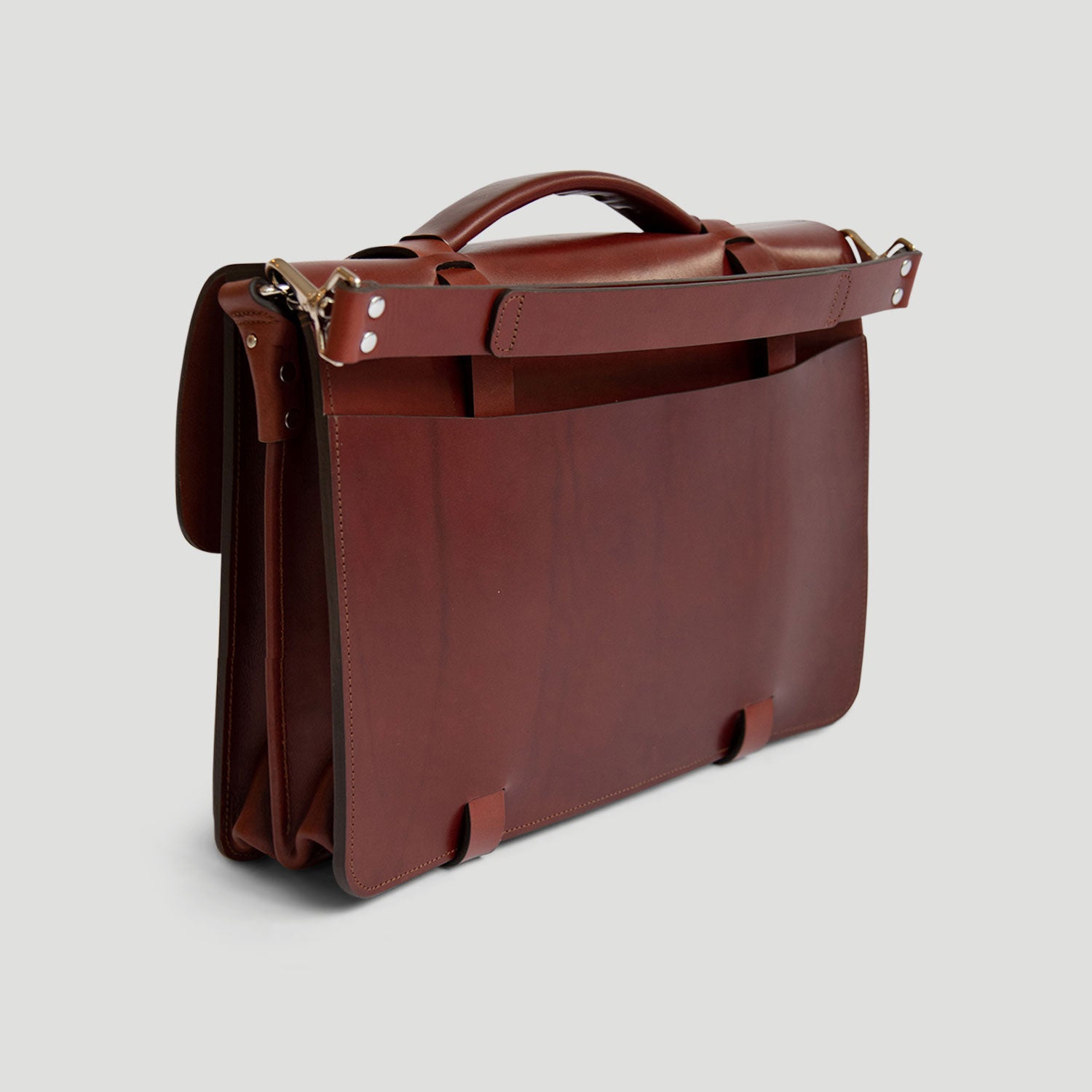 Leather laptop bag 2024 with luggage strap