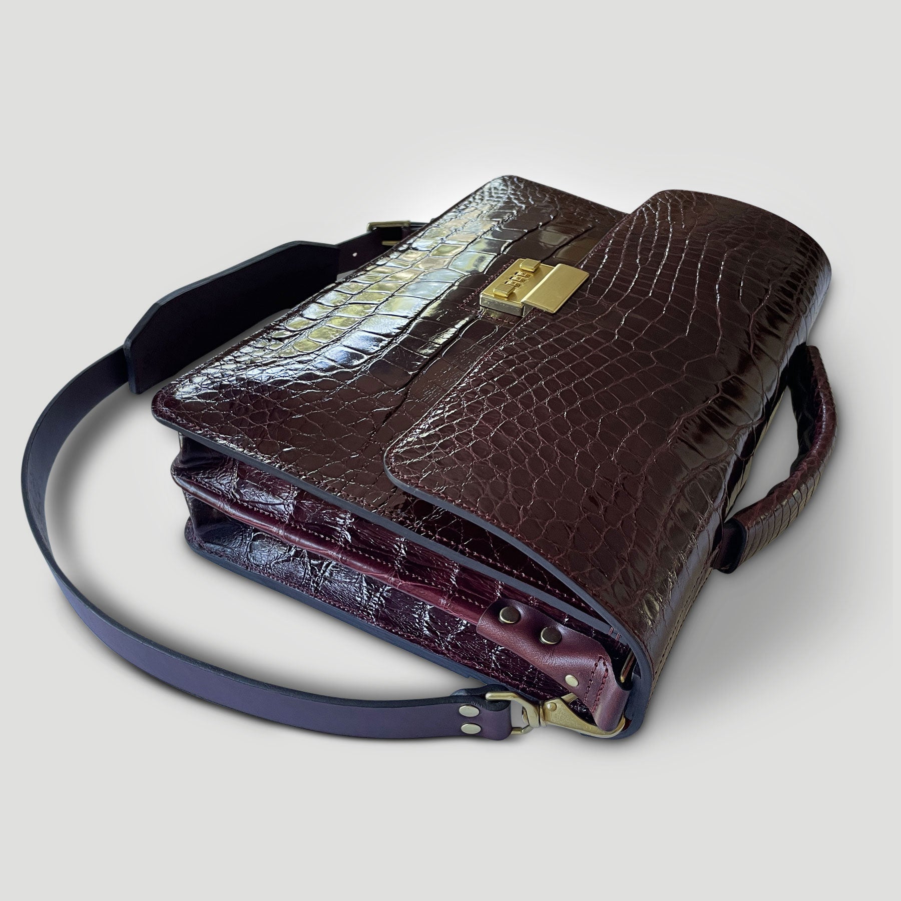 Pecan Brahmin Purse Handbag Embossed Leather Alligator Print -  Israel