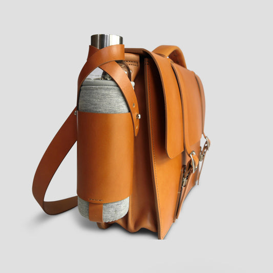 Leather backpack with bottle holder Clearance