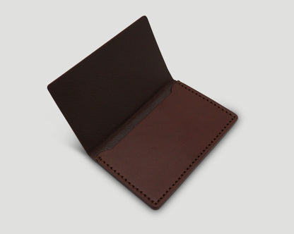 Inside of Bifold Card Holder in Dark Brown full grain veg tan leather