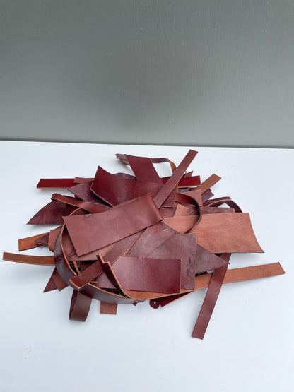 3 lbs of Scrap Leather - Medium Brown