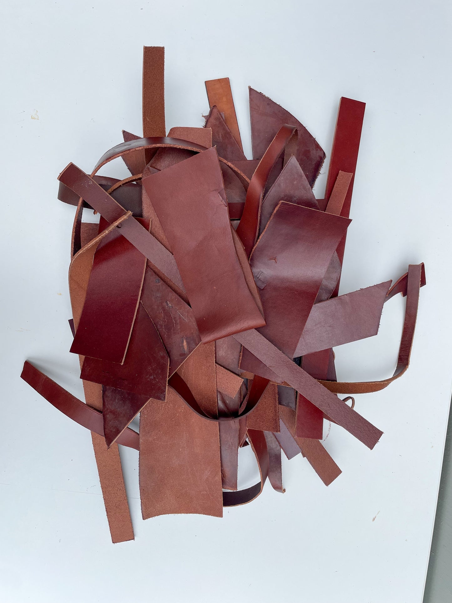 3 lbs of Scrap Leather - Medium Brown