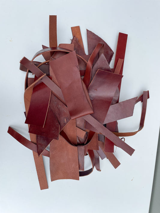 3 lbs of Scrap Leather - Medium Brown