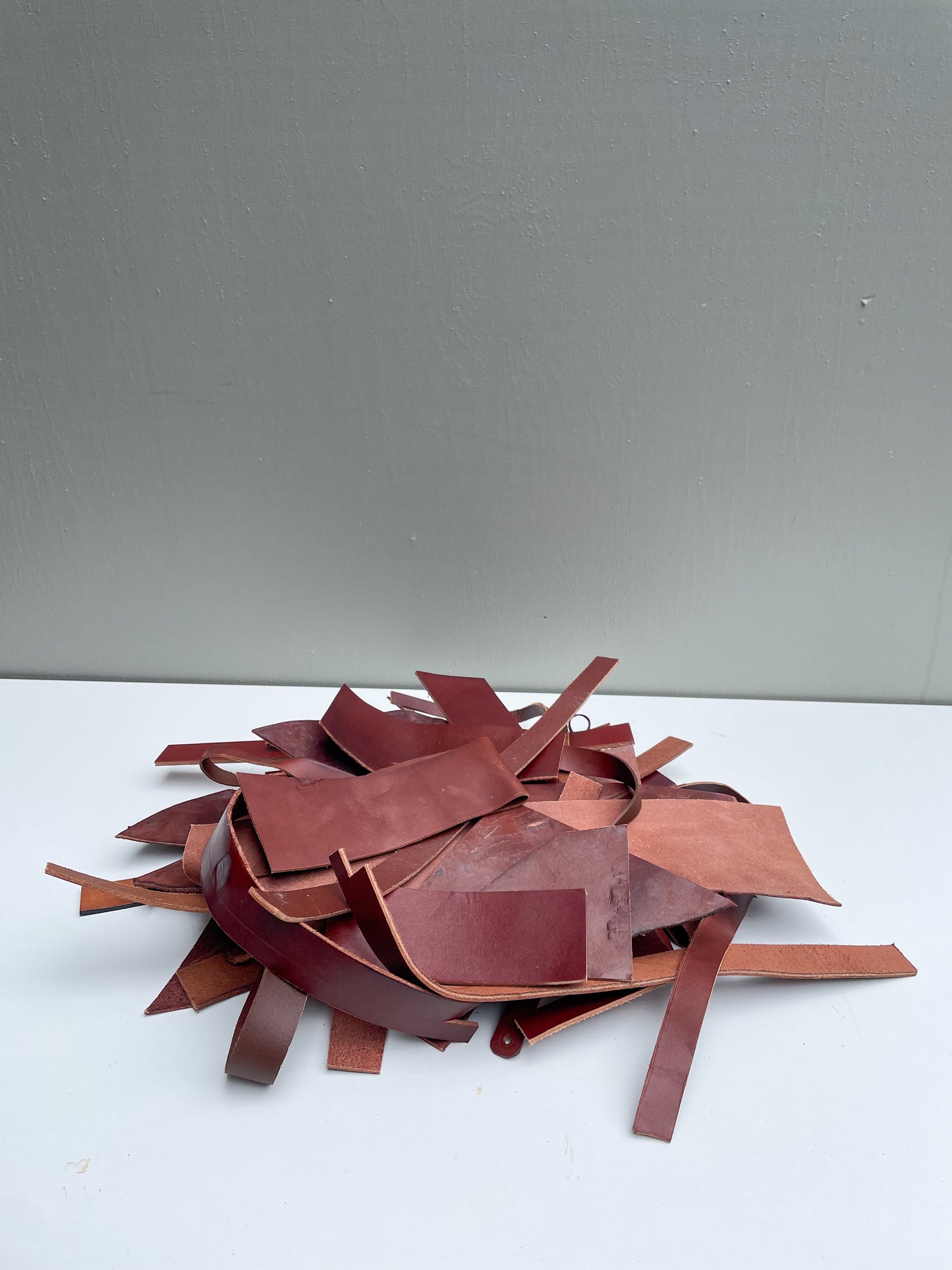 3 lbs of Scrap Leather - Medium Brown