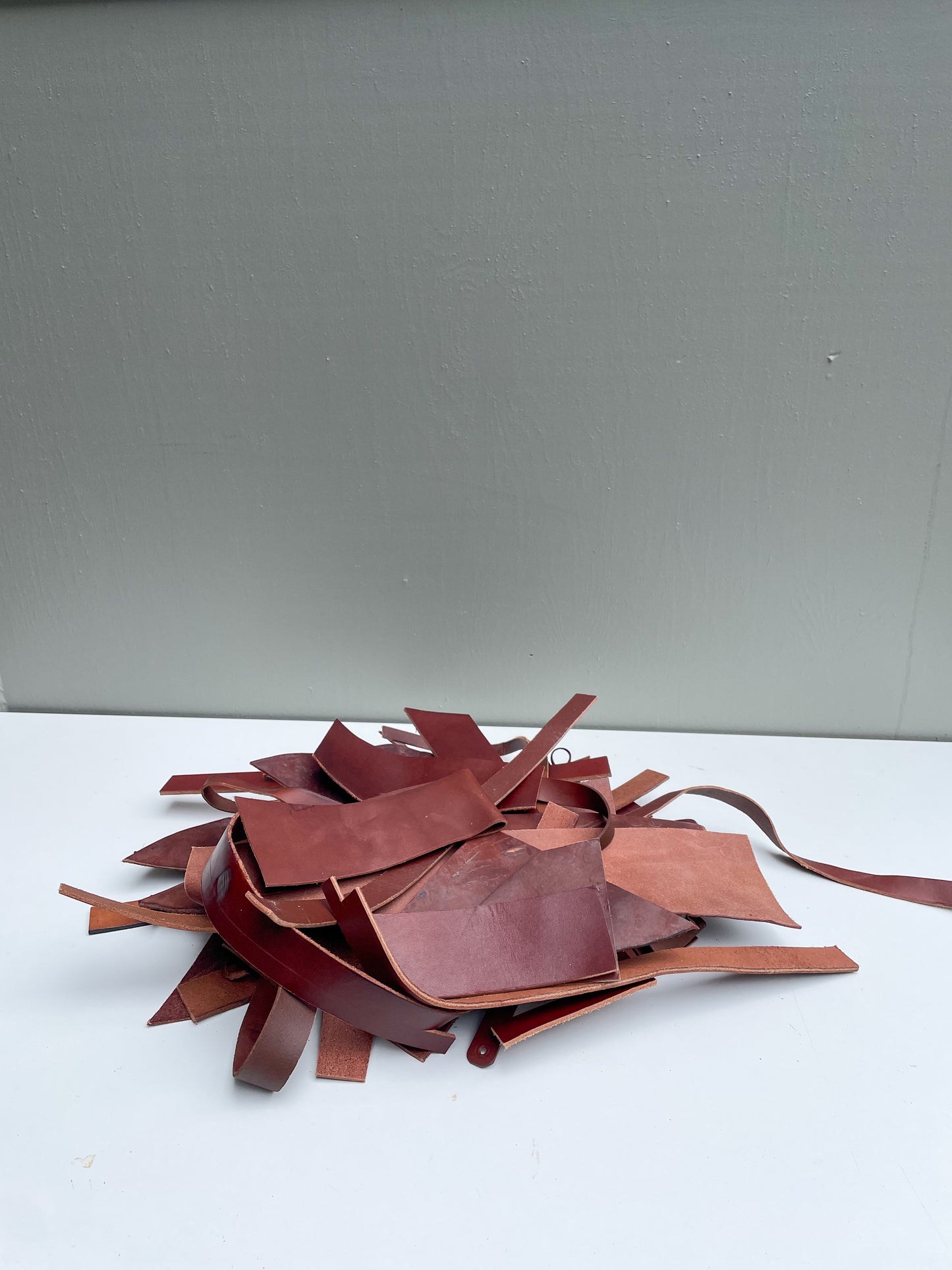 3 lbs of Scrap Leather - Medium Brown