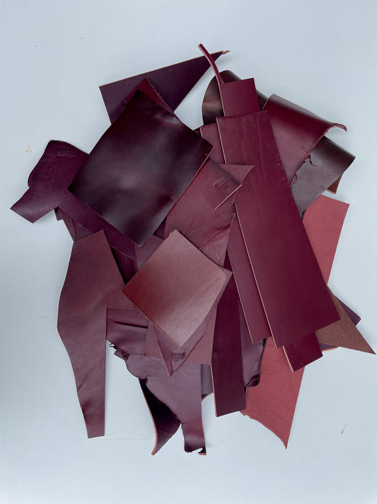 3 lbs of Scrap Leather - Burgundy