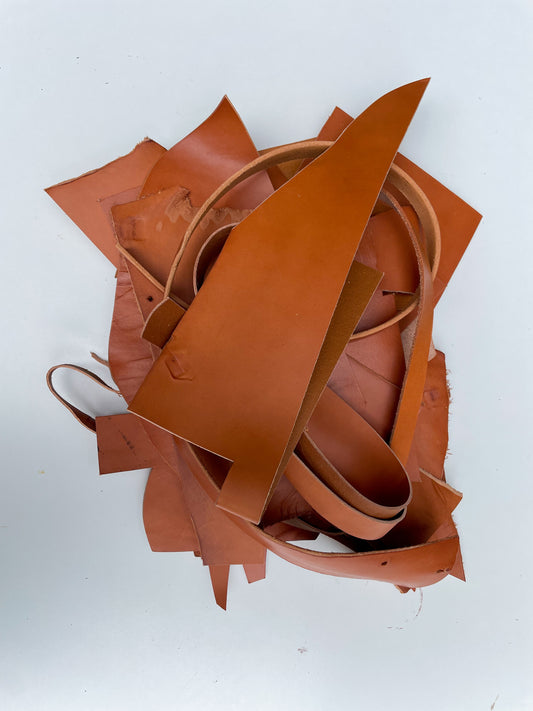 3 lbs of Scrap Leather - English Tan