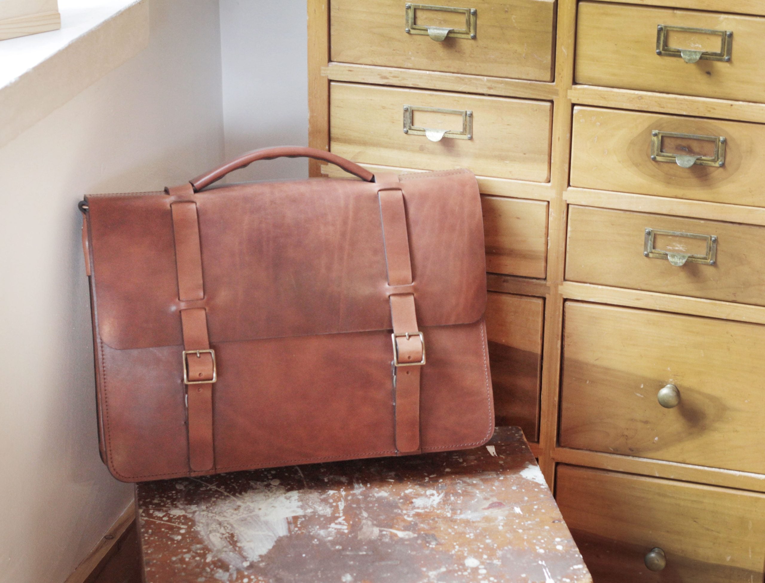 Buy Adamis Brown Colour Pure Leather Portfolio / Laptop Bags (LC43) Online